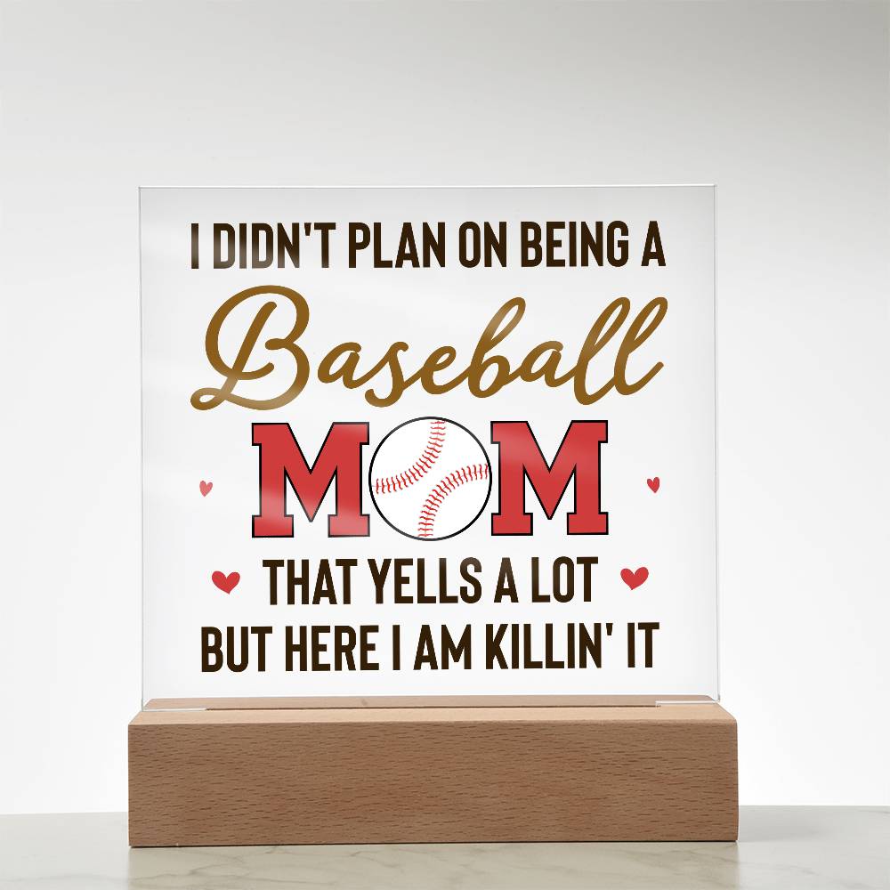 Baseball Mom Yells a Lot Printed Square Shaped Acrylic Plaque-Express Your Love Gifts