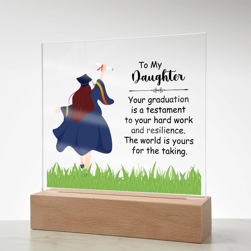 To My Daughter Graduation Testament Printed Square Shaped Acrylic Plaque-Express Your Love Gifts