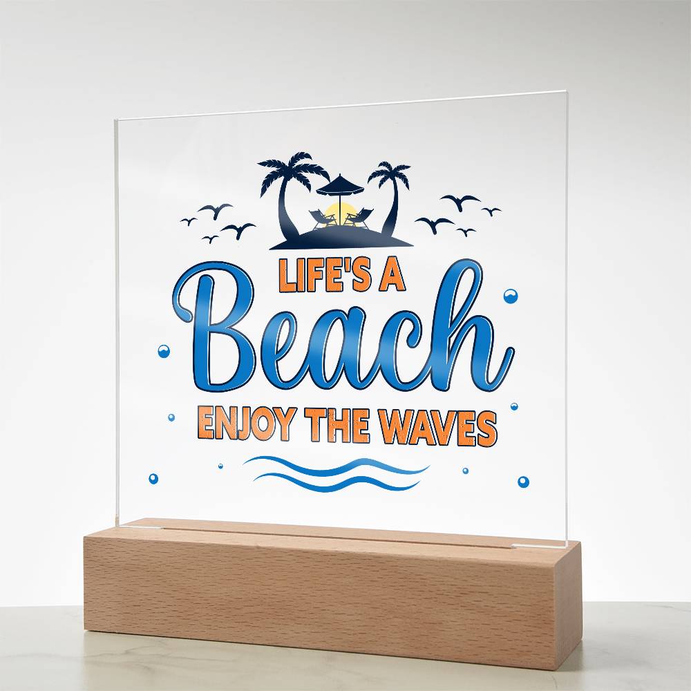 Beach Waves Printed Square Shaped Acrylic Plaque-Express Your Love Gifts