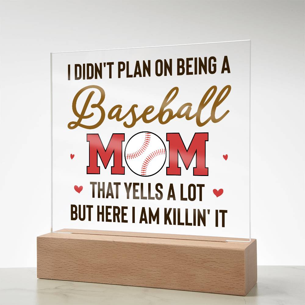 Baseball Mom Yells a Lot Printed Square Shaped Acrylic Plaque-Express Your Love Gifts