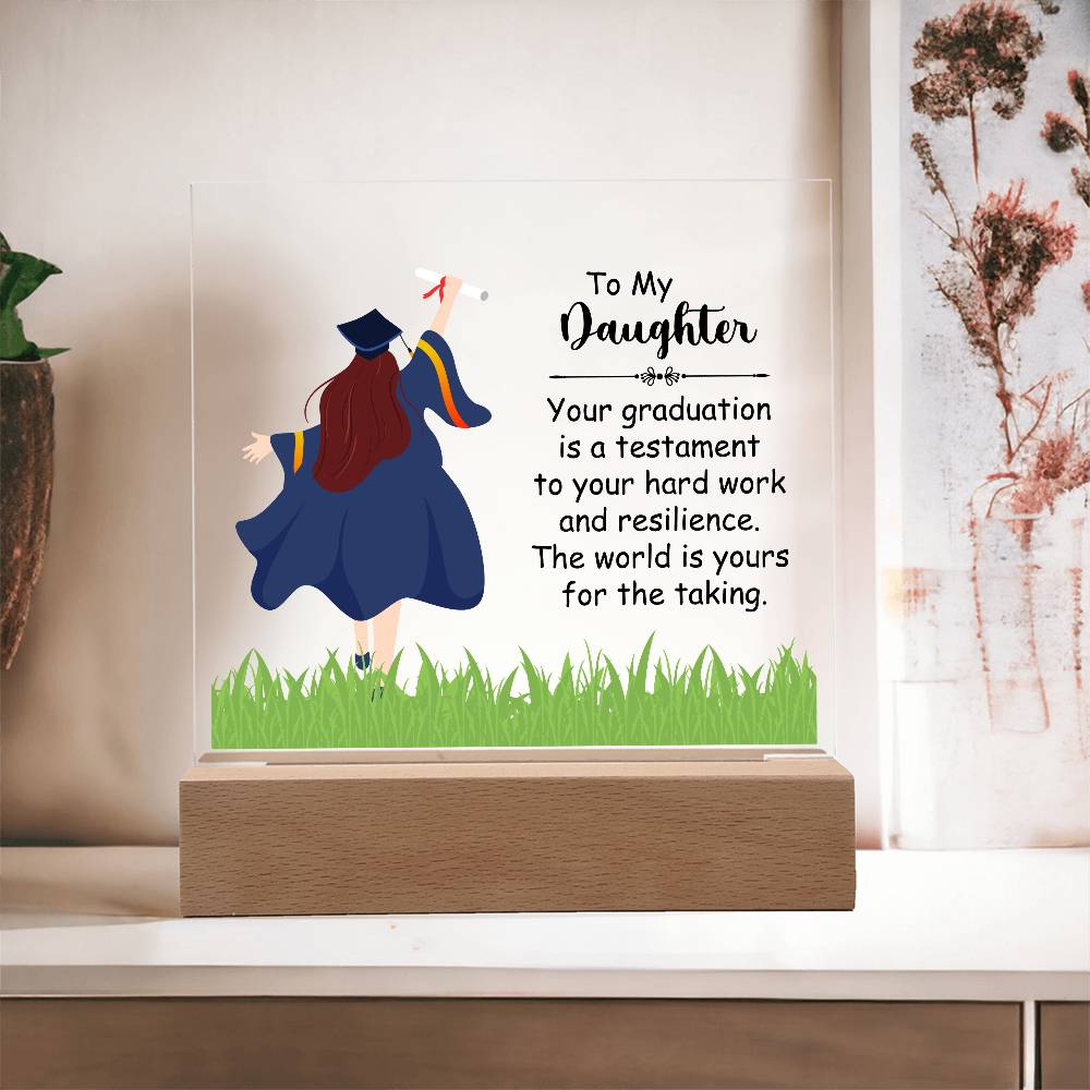 To My Daughter Graduation Testament Printed Square Shaped Acrylic Plaque-Express Your Love Gifts