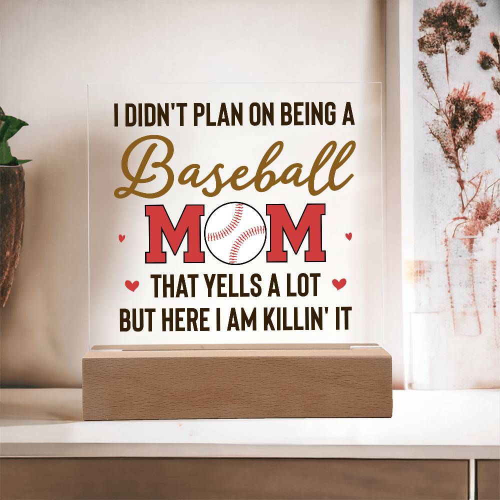 Baseball Mom Yells a Lot Printed Square Shaped Acrylic Plaque-Express Your Love Gifts