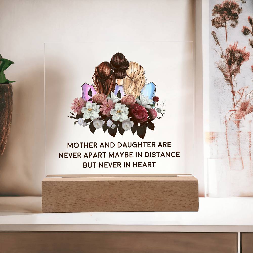 Mother and Daughter Are Never Apart Printed Square Shaped Acrylic Plaque-Express Your Love Gifts