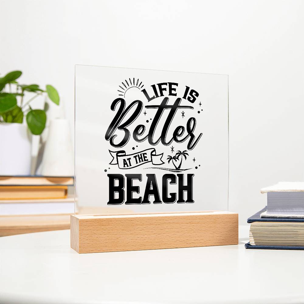 Better at the Beach Printed Square Shaped Acrylic Plaque-Express Your Love Gifts