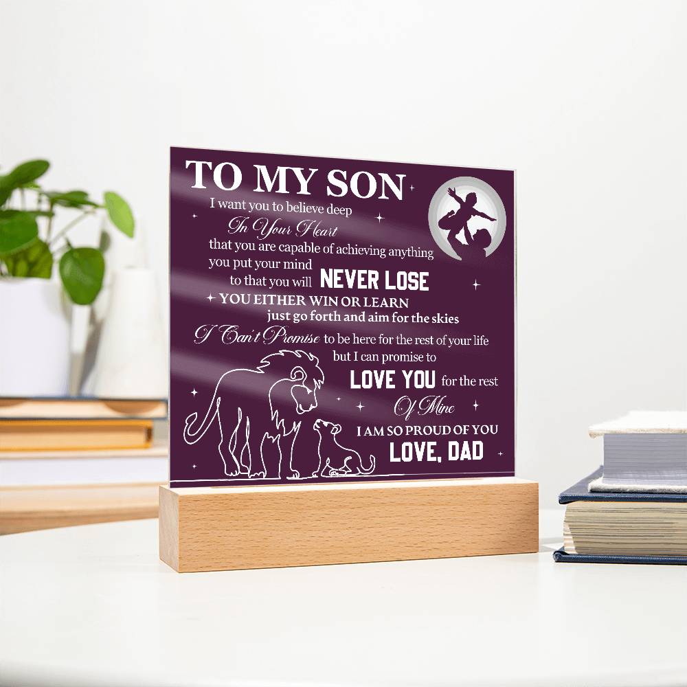 To Son From Dad Never Lose Printed Square Shaped Acrylic Plaque-Express Your Love Gifts