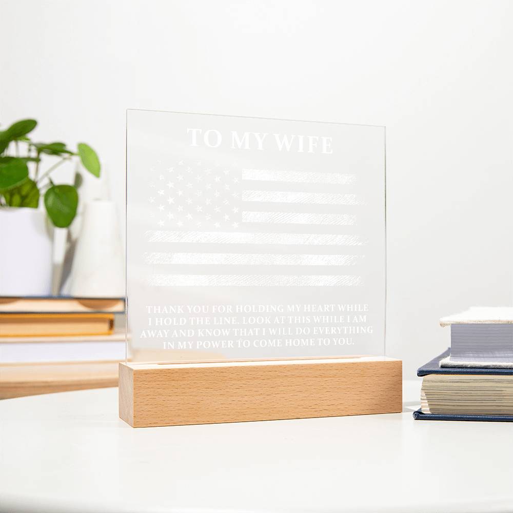 Military Wife Printed Square Shaped Acrylic Plaque-Express Your Love Gifts