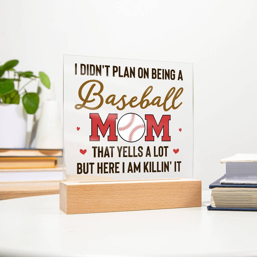 Baseball Mom Yells a Lot Printed Square Shaped Acrylic Plaque-Express Your Love Gifts