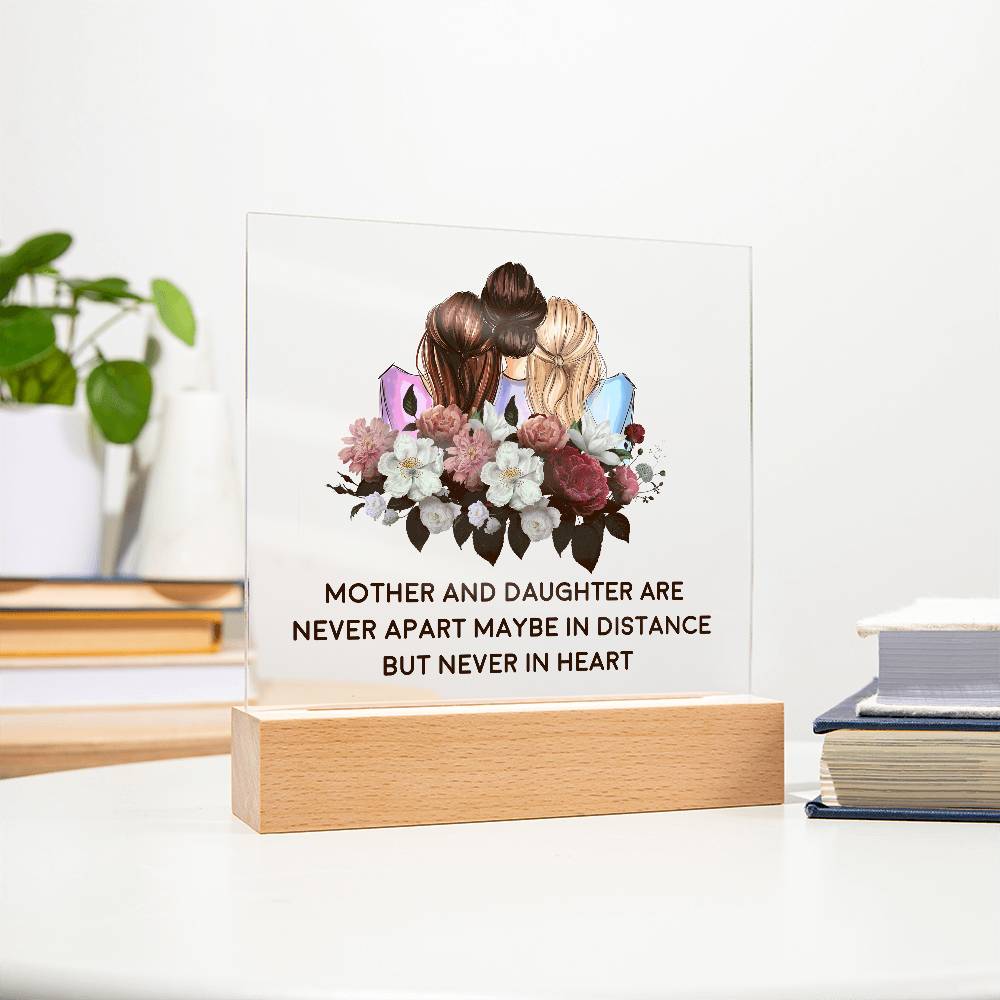 Mother and Daughter Are Never Apart Printed Square Shaped Acrylic Plaque-Express Your Love Gifts