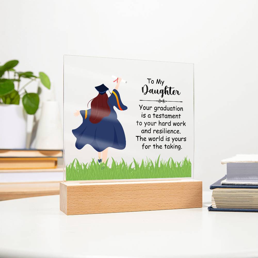 To My Daughter Graduation Testament Printed Square Shaped Acrylic Plaque-Express Your Love Gifts