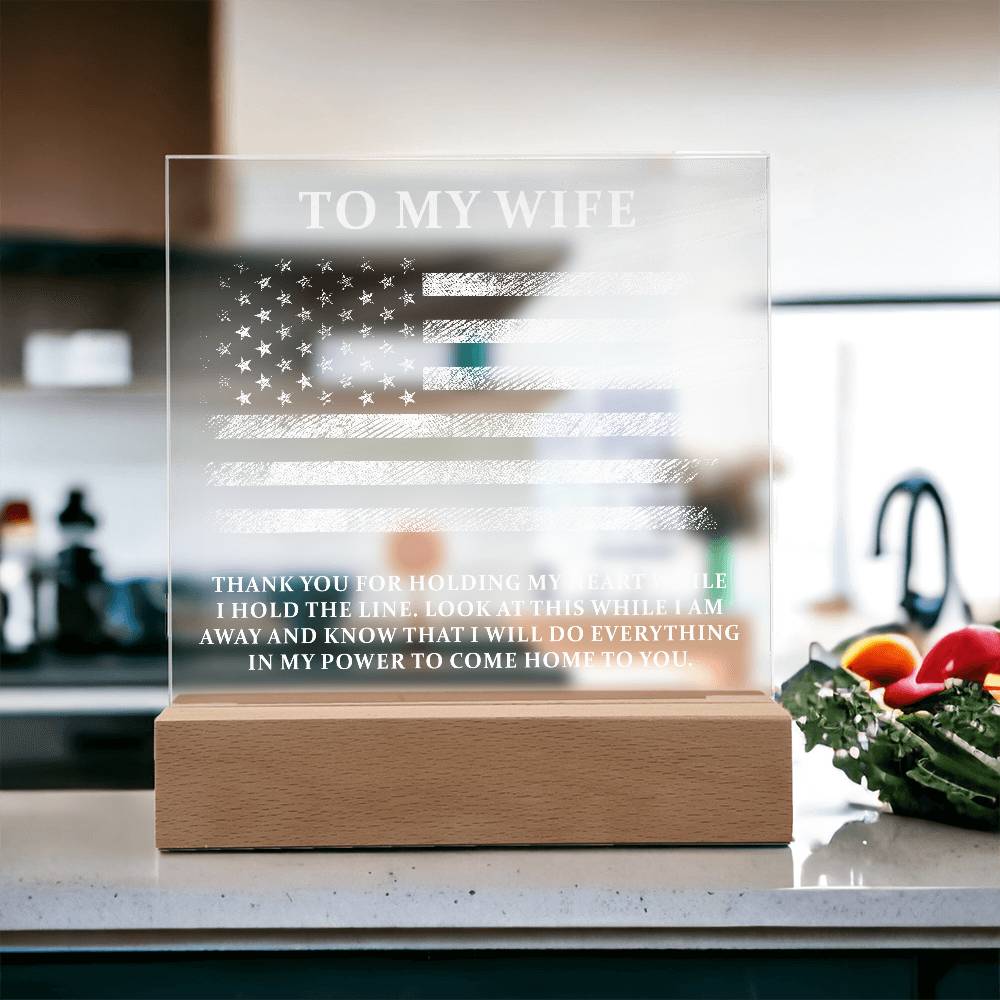 Military Wife Printed Square Shaped Acrylic Plaque-Express Your Love Gifts