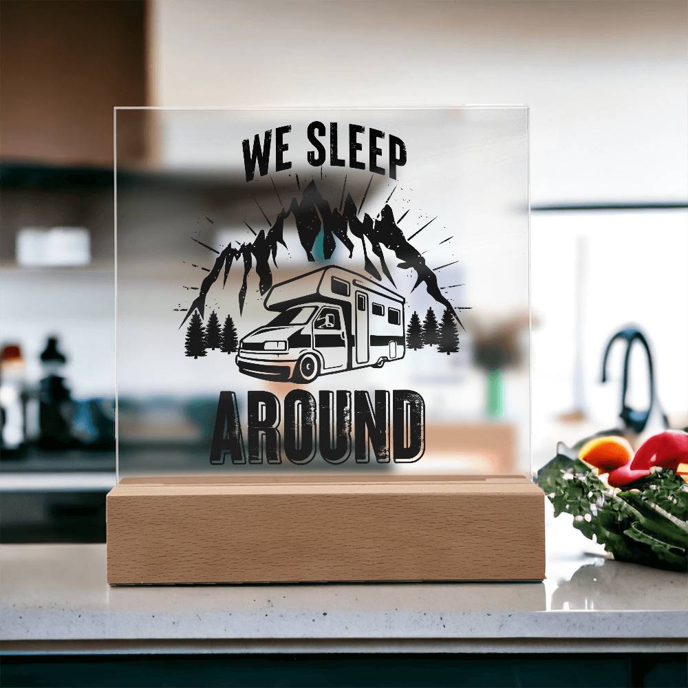 We Sleep Camping Printed Square Shaped Acrylic Plaque-Express Your Love Gifts