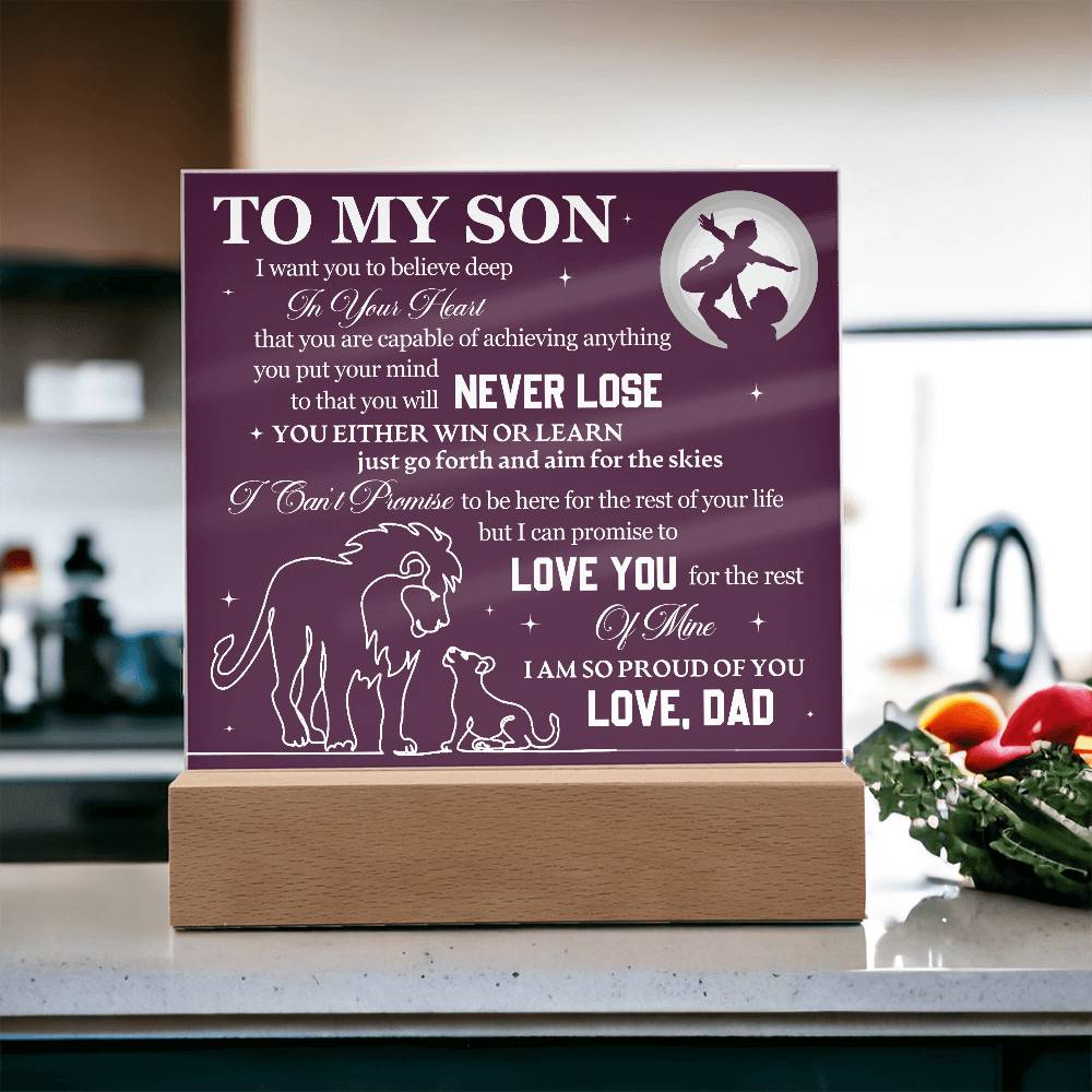 To Son From Dad Never Lose Printed Square Shaped Acrylic Plaque-Express Your Love Gifts