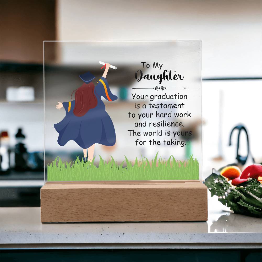 To My Daughter Graduation Testament Printed Square Shaped Acrylic Plaque-Express Your Love Gifts