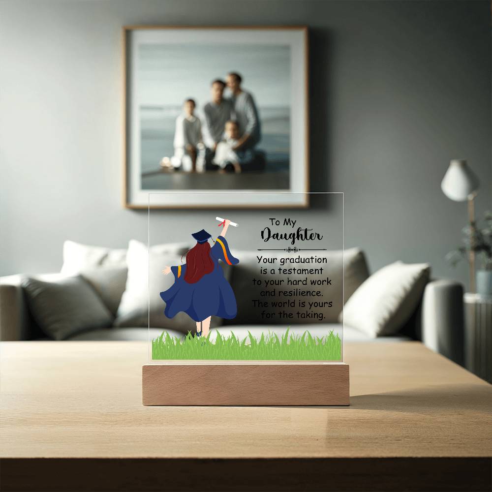 To My Daughter Graduation Testament Printed Square Shaped Acrylic Plaque-Express Your Love Gifts