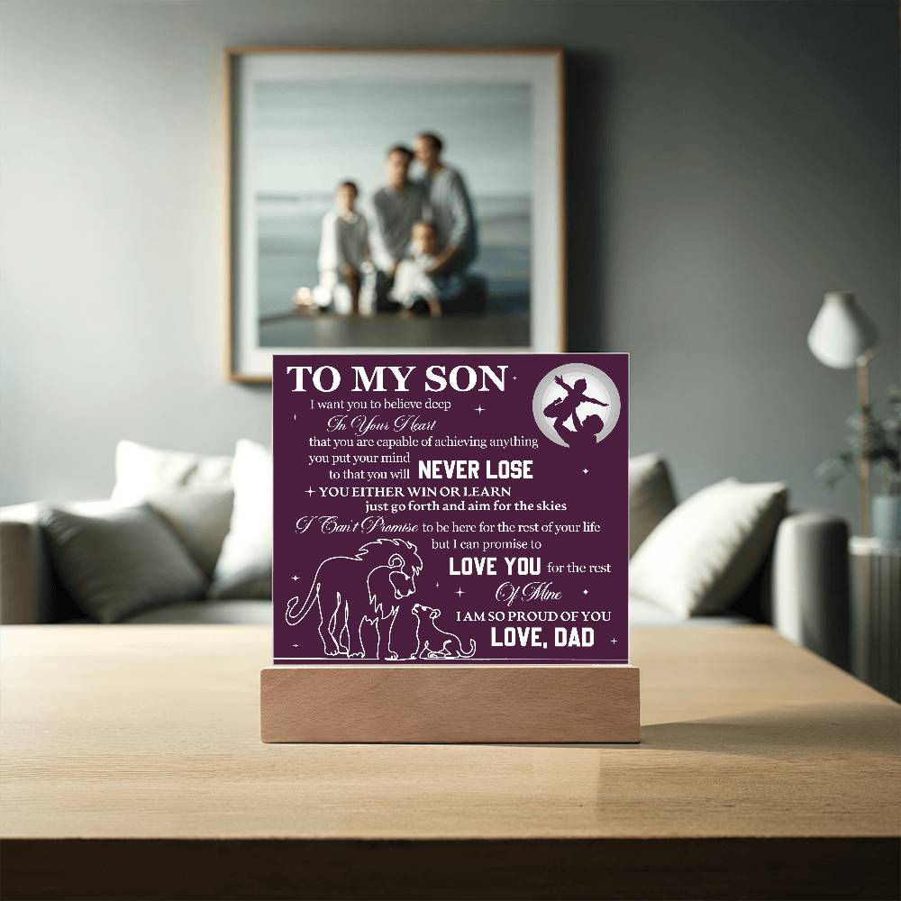 To Son From Dad Never Lose Printed Square Shaped Acrylic Plaque-Express Your Love Gifts