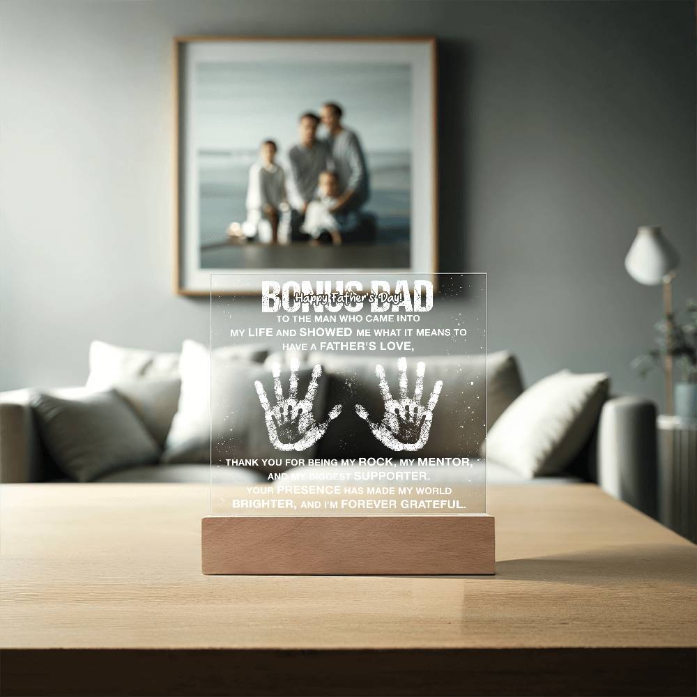 Bonus Dad To The Man Who Came Into Printed Square Shaped Acrylic Plaque-Express Your Love Gifts