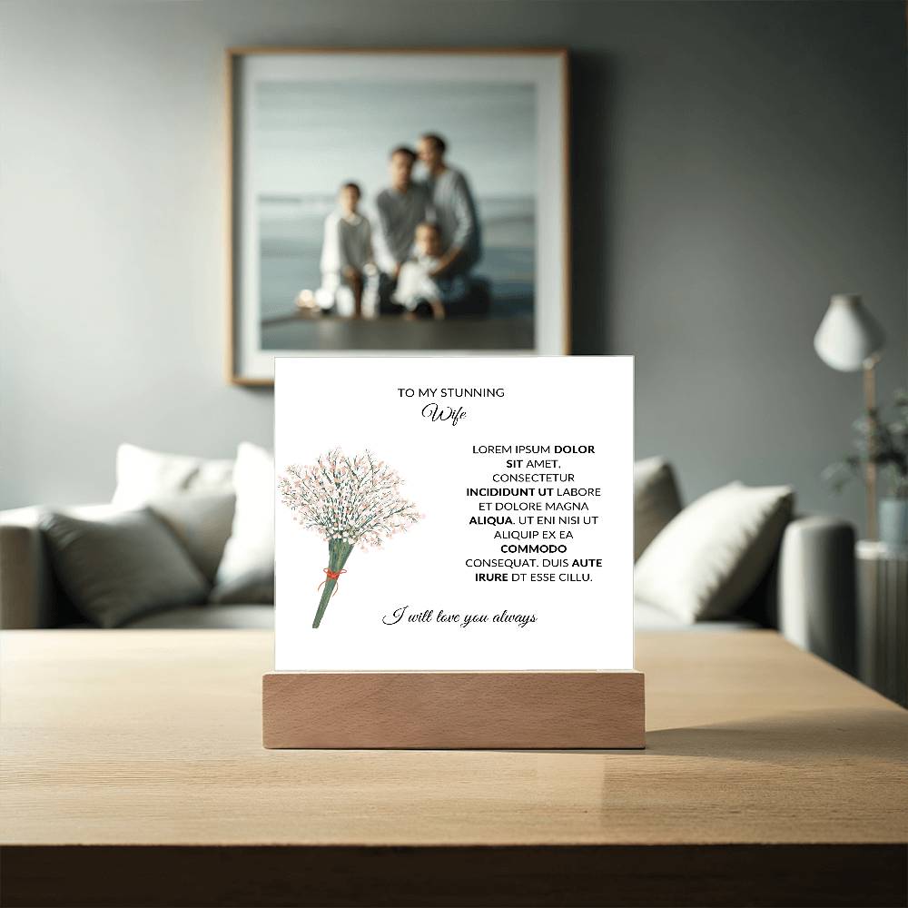 To My Stunning Wife Manga Aliqua Printed Square Shaped Acrylic Plaque-Express Your Love Gifts