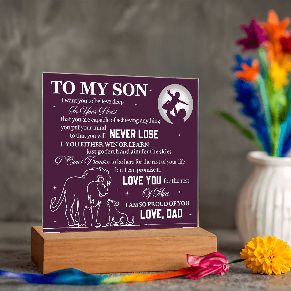 To Son From Dad Never Lose Printed Square Shaped Acrylic Plaque-Express Your Love Gifts