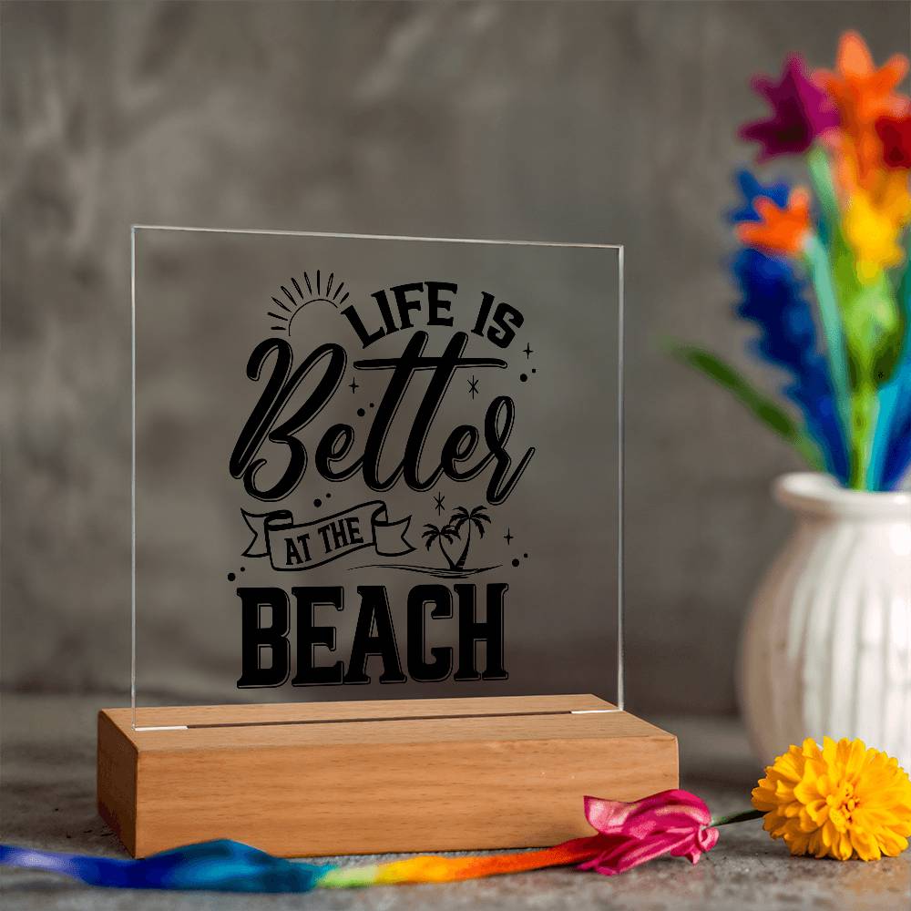 Better at the Beach Printed Square Shaped Acrylic Plaque-Express Your Love Gifts