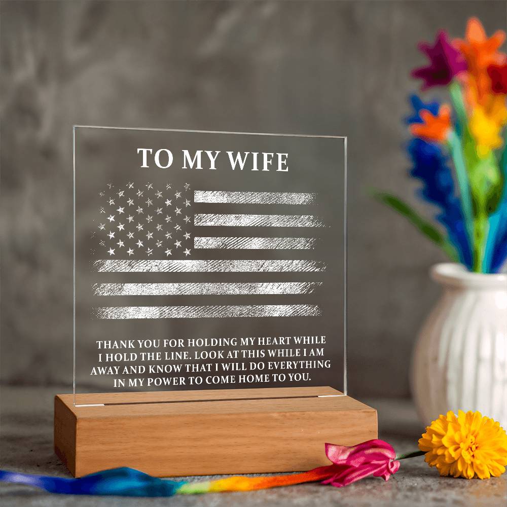 Military Wife Printed Square Shaped Acrylic Plaque-Express Your Love Gifts