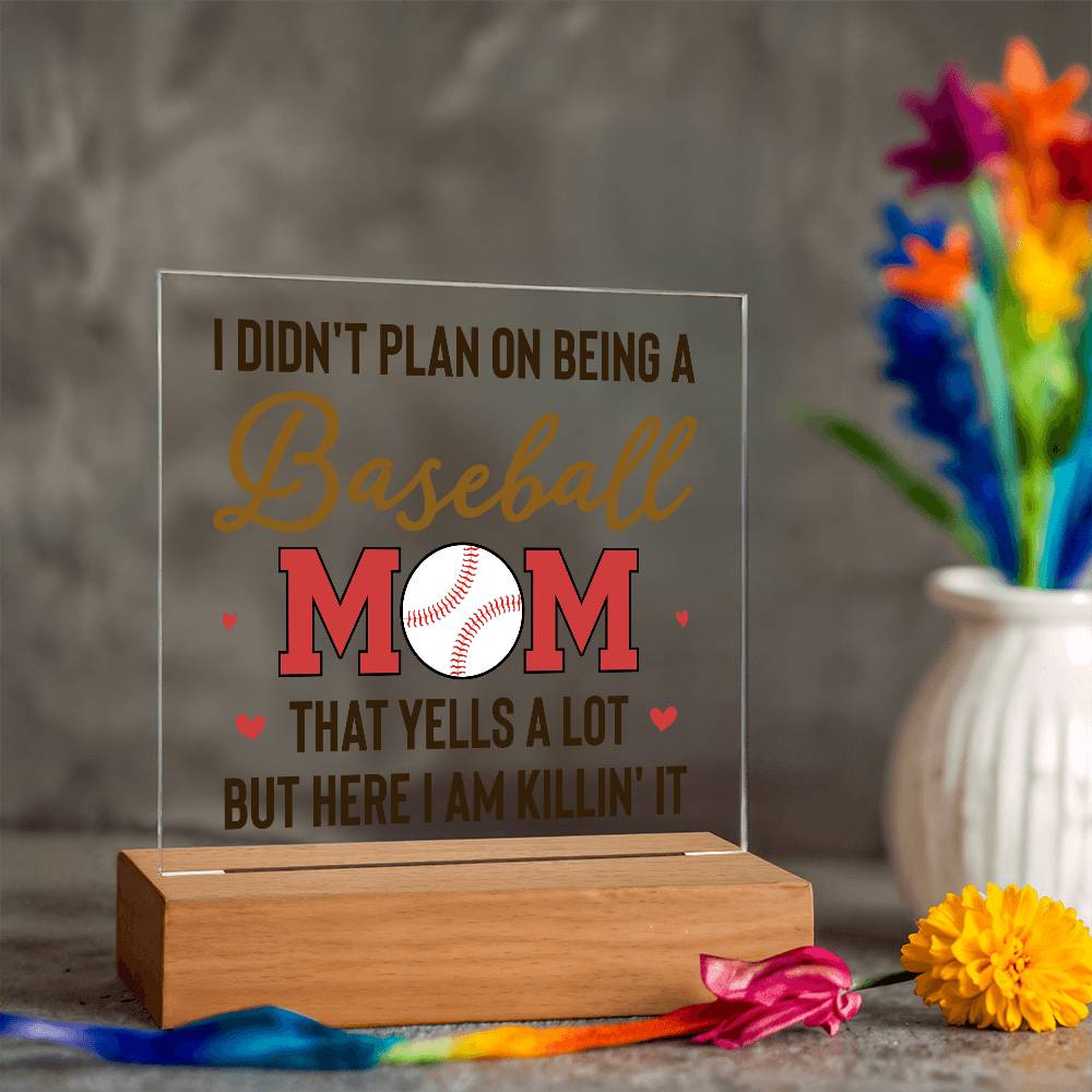 Baseball Mom Yells a Lot Printed Square Shaped Acrylic Plaque-Express Your Love Gifts