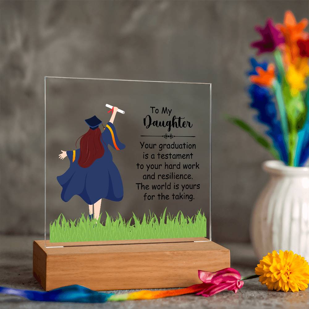 To My Daughter Graduation Testament Printed Square Shaped Acrylic Plaque-Express Your Love Gifts