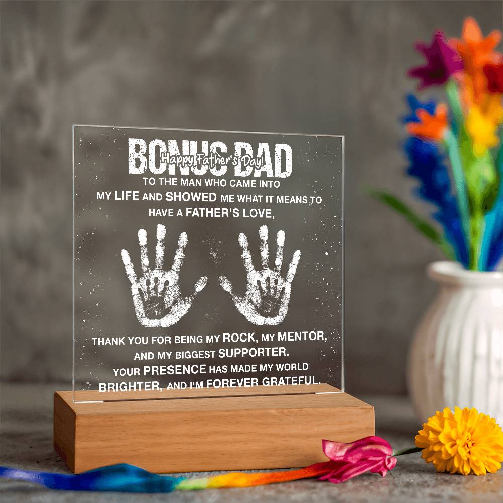 Bonus Dad To The Man Who Came Into Printed Square Shaped Acrylic Plaque-Express Your Love Gifts