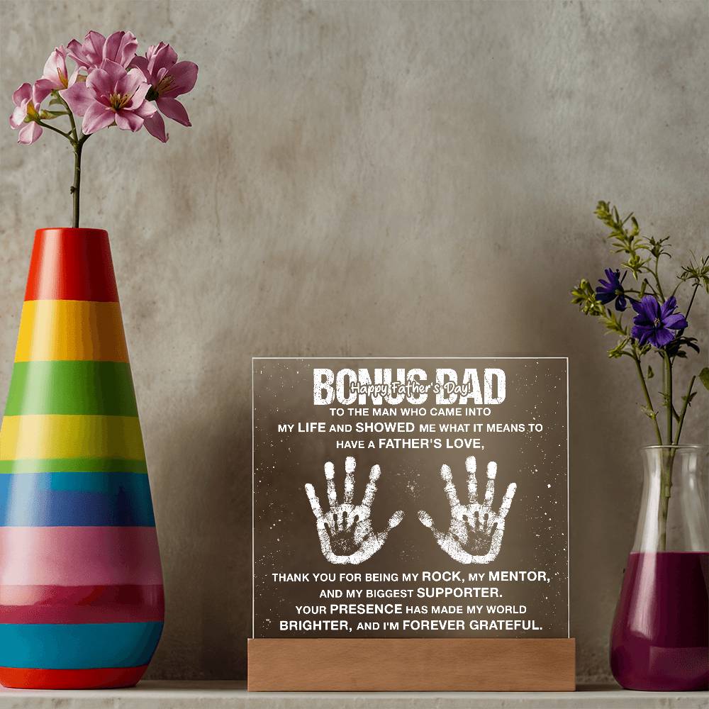 Bonus Dad To The Man Who Came Into Printed Square Shaped Acrylic Plaque-Express Your Love Gifts