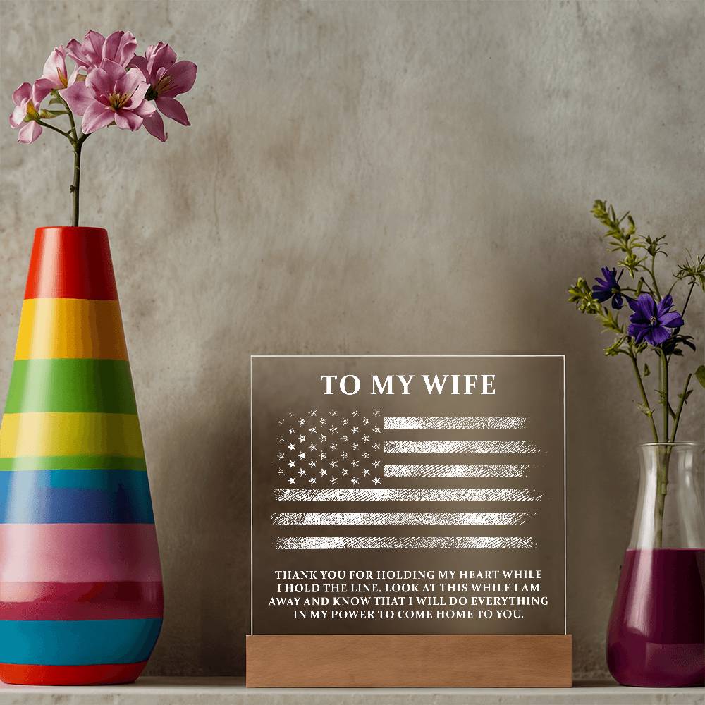 Military Wife Printed Square Shaped Acrylic Plaque-Express Your Love Gifts