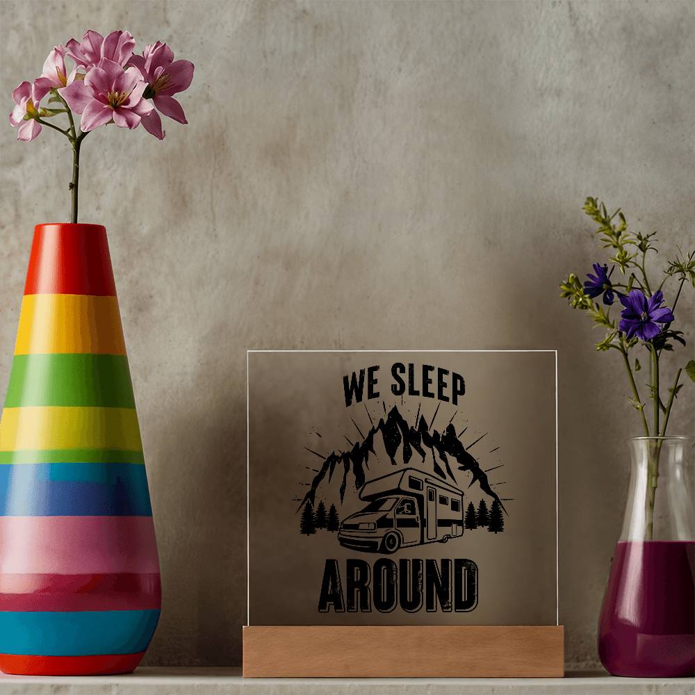 We Sleep Camping Printed Square Shaped Acrylic Plaque-Express Your Love Gifts