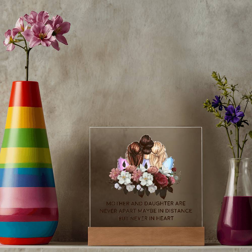 Mother and Daughter Are Never Apart Printed Square Shaped Acrylic Plaque-Express Your Love Gifts