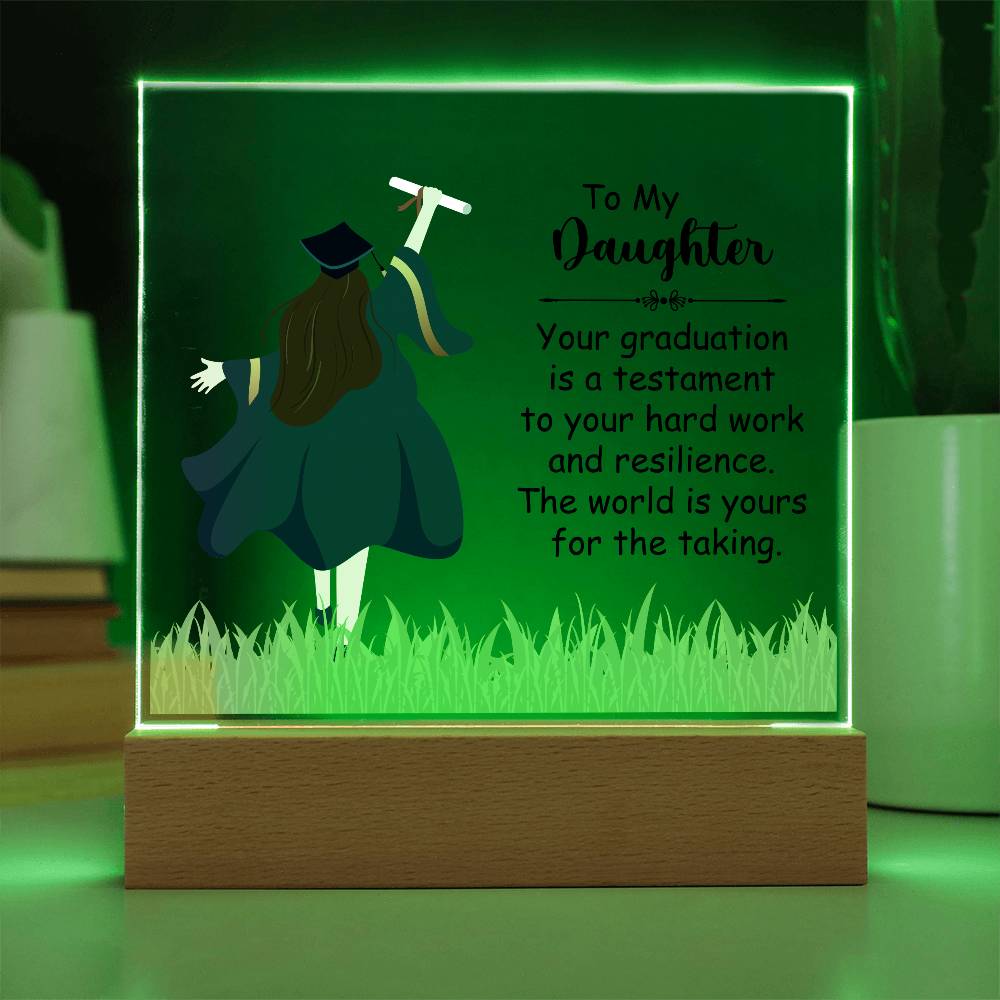 To My Daughter Graduation Testament Printed Square Shaped Acrylic Plaque-Express Your Love Gifts