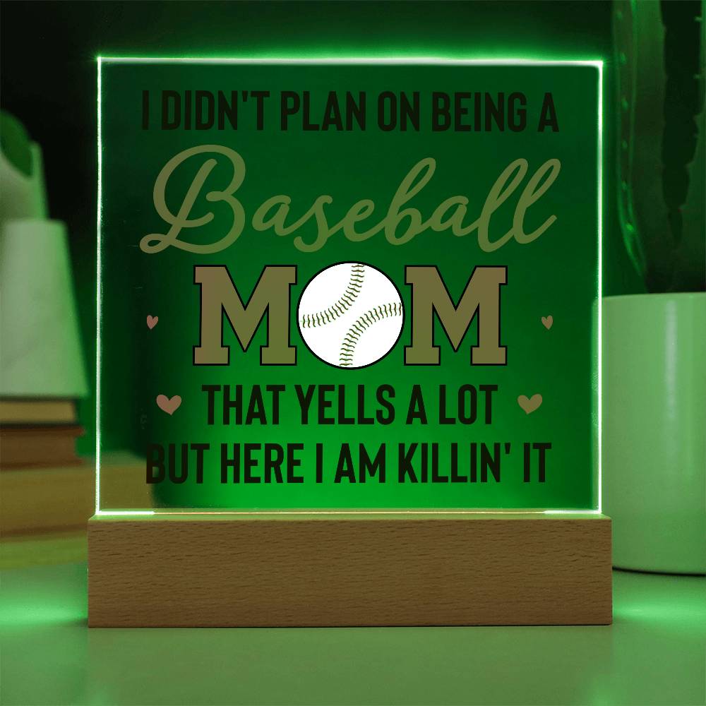 Baseball Mom Yells a Lot Printed Square Shaped Acrylic Plaque-Express Your Love Gifts