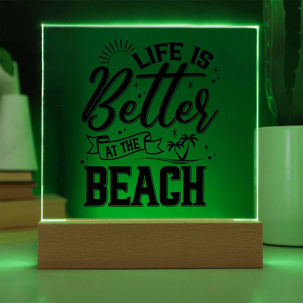 Better at the Beach Printed Square Shaped Acrylic Plaque-Express Your Love Gifts