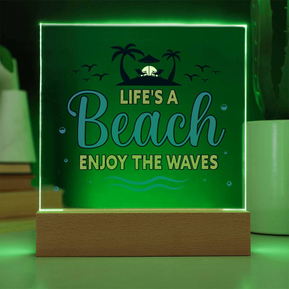 Beach Waves Printed Square Shaped Acrylic Plaque-Express Your Love Gifts