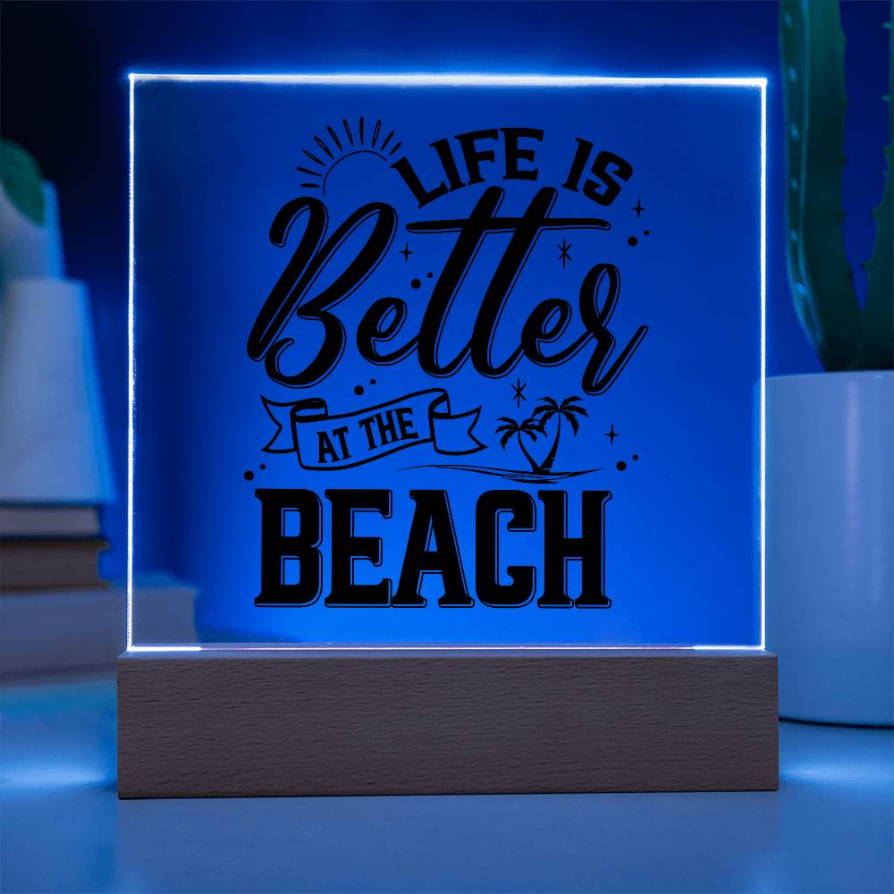 Better at the Beach Printed Square Shaped Acrylic Plaque-Express Your Love Gifts