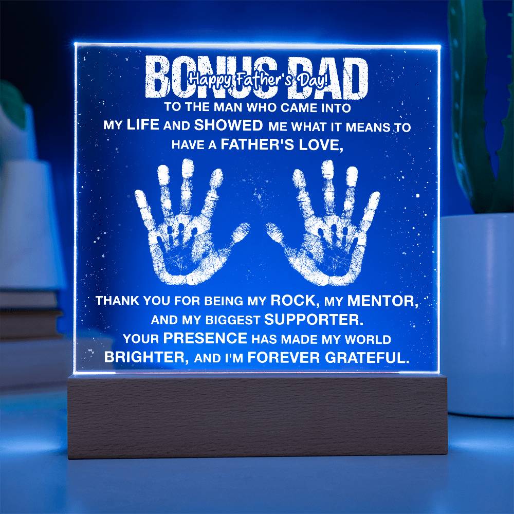 Bonus Dad To The Man Who Came Into Printed Square Shaped Acrylic Plaque-Express Your Love Gifts