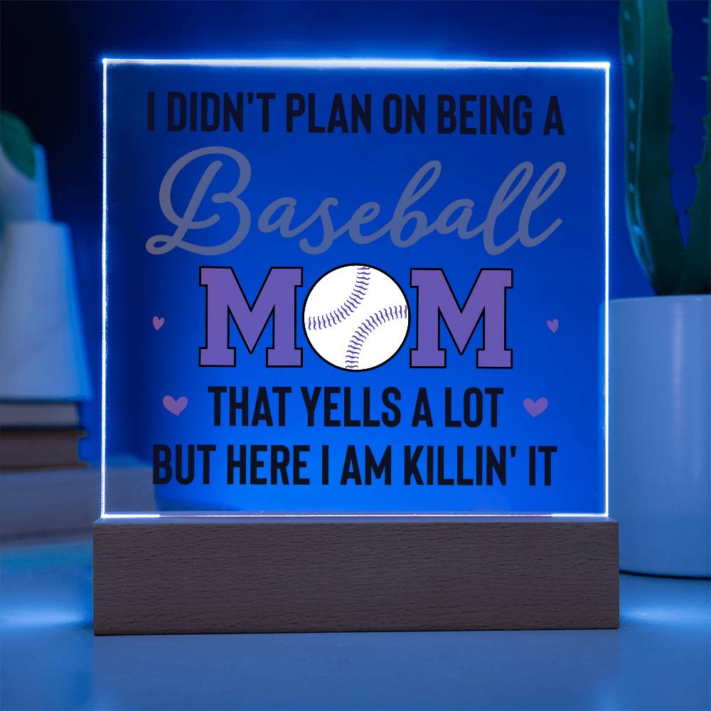 Baseball Mom Yells a Lot Printed Square Shaped Acrylic Plaque-Express Your Love Gifts