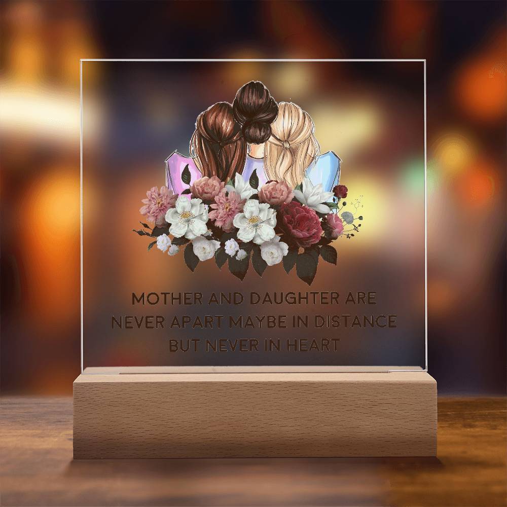 Mother and Daughter Are Never Apart Printed Square Shaped Acrylic Plaque-Express Your Love Gifts