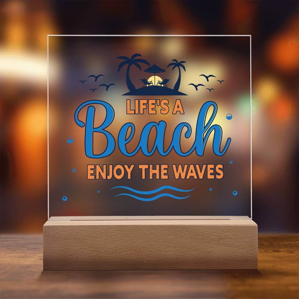 Beach Waves Printed Square Shaped Acrylic Plaque-Express Your Love Gifts