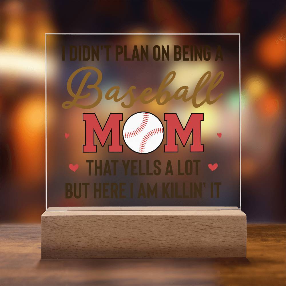 Baseball Mom Yells a Lot Printed Square Shaped Acrylic Plaque-Express Your Love Gifts