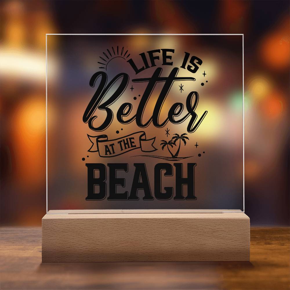 Better at the Beach Printed Square Shaped Acrylic Plaque-Express Your Love Gifts