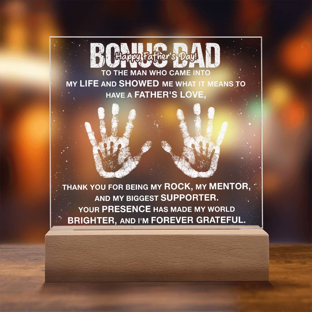 Bonus Dad To The Man Who Came Into Printed Square Shaped Acrylic Plaque-Express Your Love Gifts