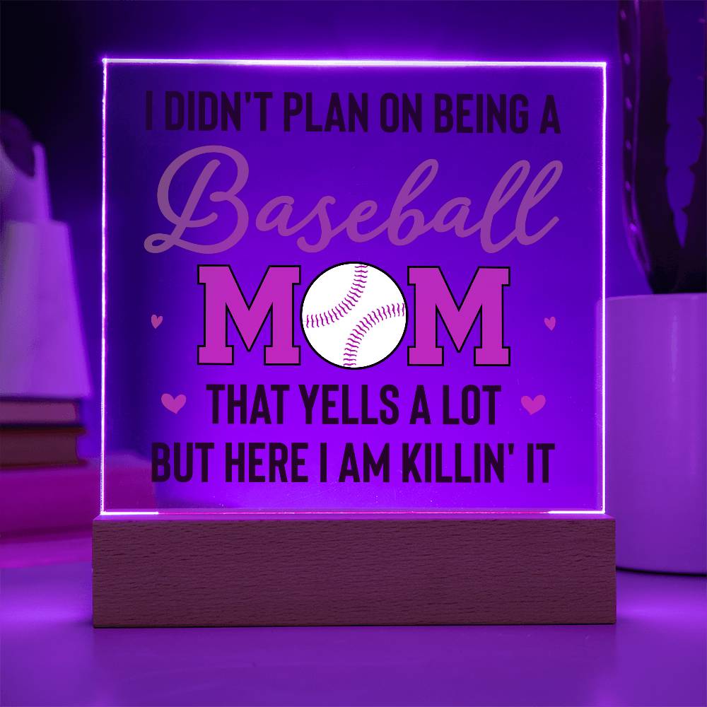 Baseball Mom Yells a Lot Printed Square Shaped Acrylic Plaque-Express Your Love Gifts