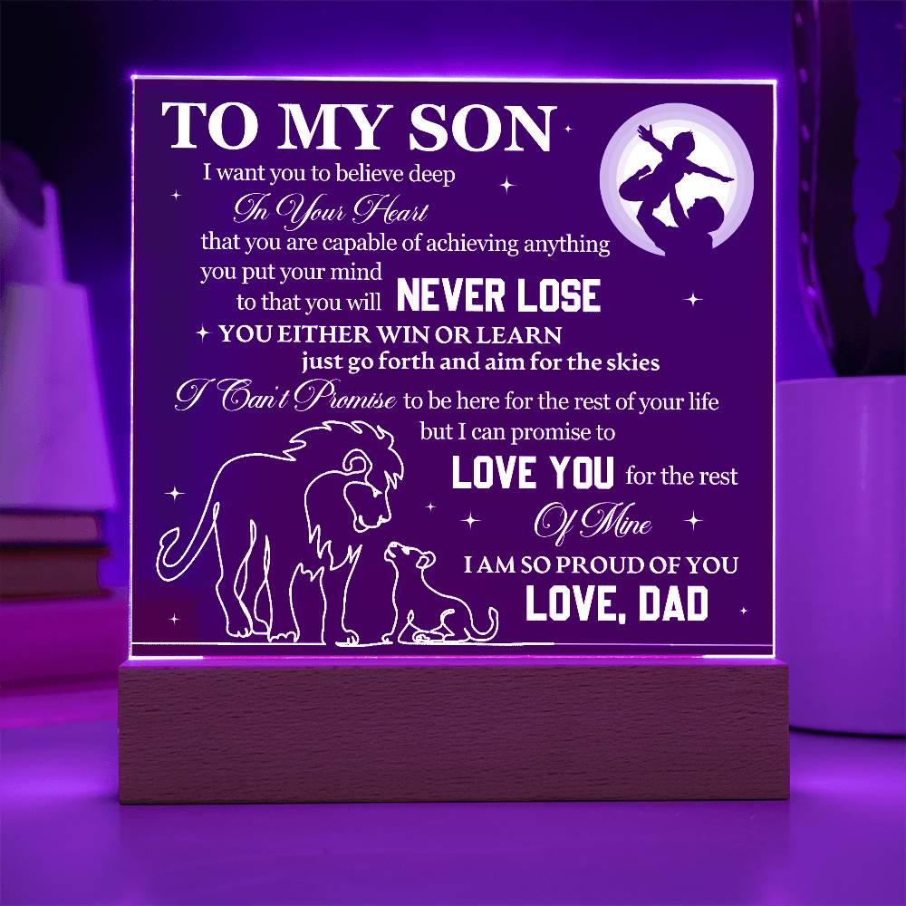 To Son From Dad Never Lose Printed Square Shaped Acrylic Plaque-Express Your Love Gifts