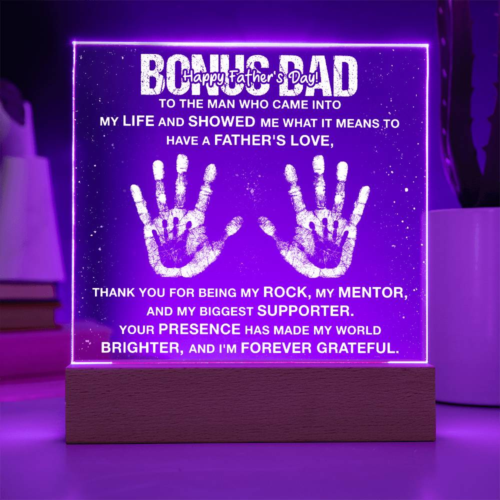 Bonus Dad To The Man Who Came Into Printed Square Shaped Acrylic Plaque-Express Your Love Gifts