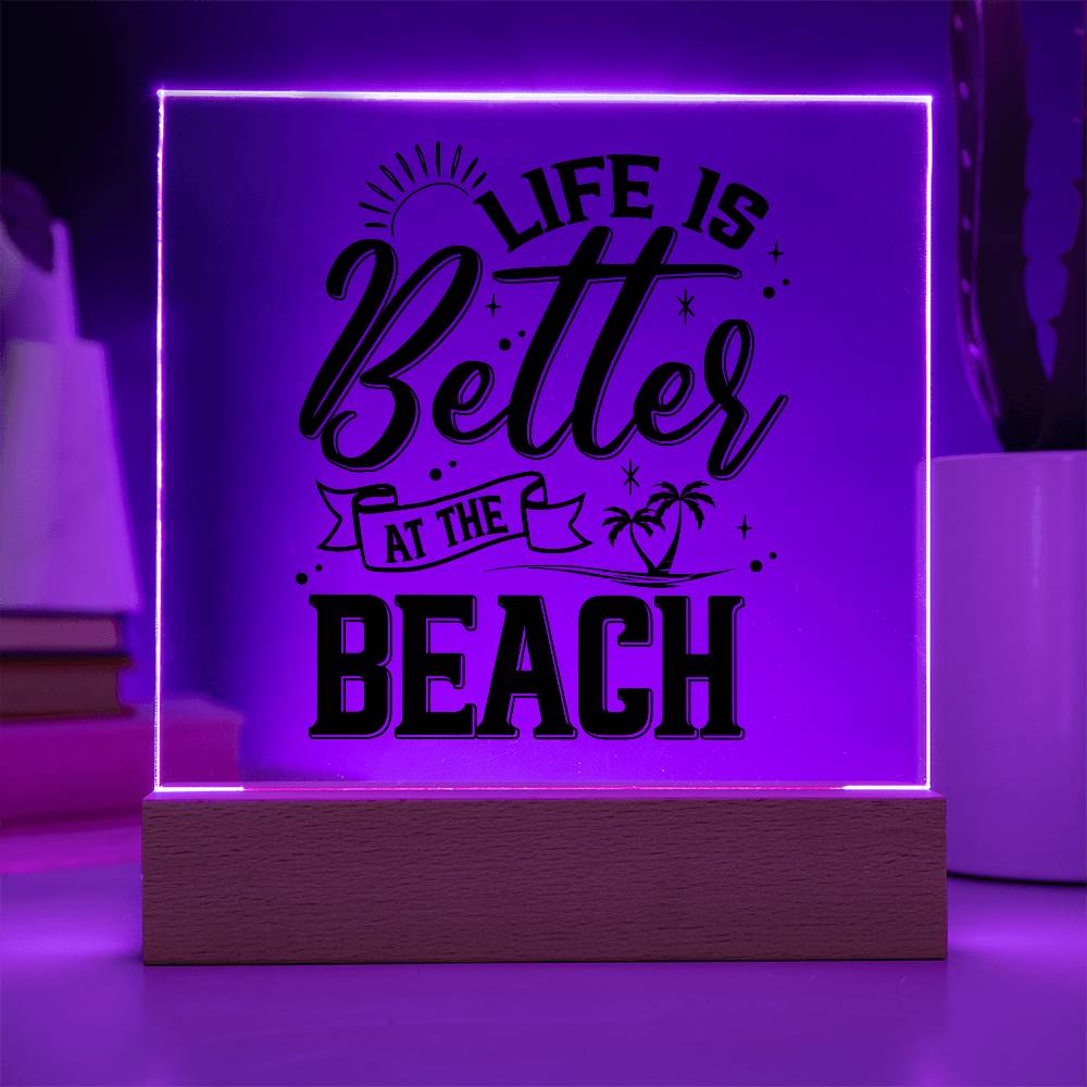 Better at the Beach Printed Square Shaped Acrylic Plaque-Express Your Love Gifts