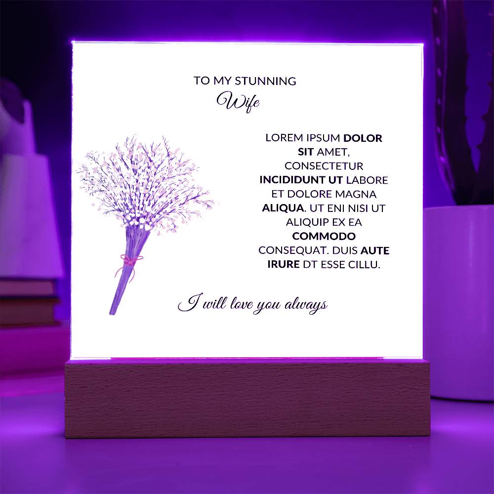 To My Stunning Wife Manga Aliqua Printed Square Shaped Acrylic Plaque-Express Your Love Gifts