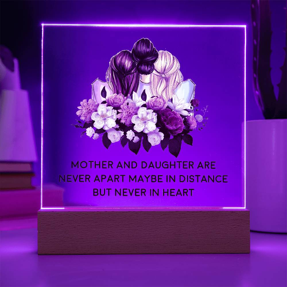 Mother and Daughter Are Never Apart Printed Square Shaped Acrylic Plaque-Express Your Love Gifts