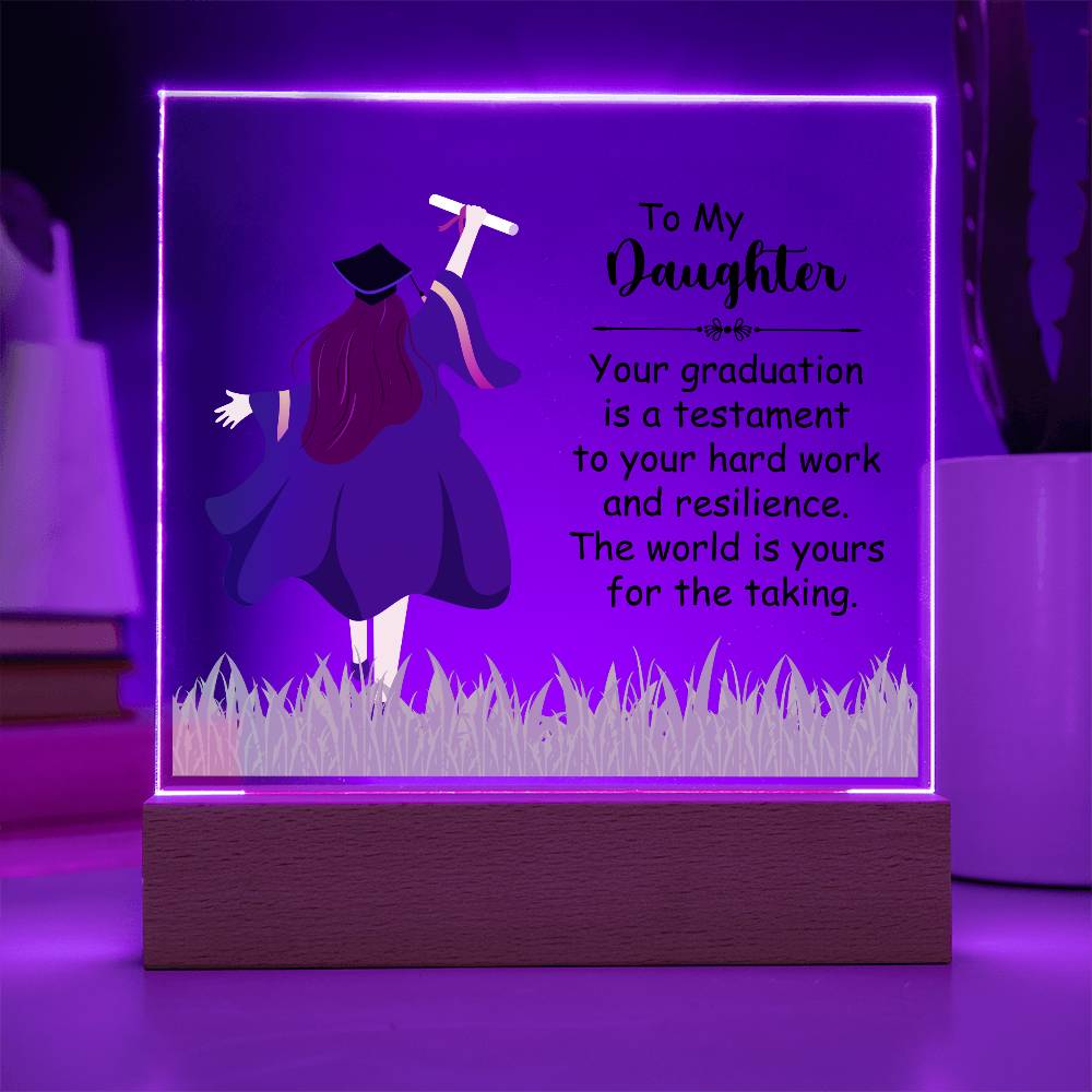 To My Daughter Graduation Testament Printed Square Shaped Acrylic Plaque-Express Your Love Gifts